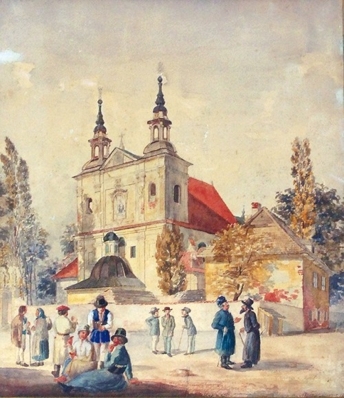 “In front of St. Florian Church in Kraków”, 1880 by Antoni Kozakiewicz 