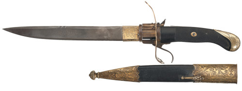 A cased Lefaucheux pinfire revolver/dagger that was made for Jose Balta, the 19th President of Peru.