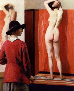 proleutimpressionists:  AnniversaryToday we remember the birthday of a female artist who made a courageous statement back in 1913. She painted this self portrait with a nude, which still very much was a taboo in those days. The female nude had always