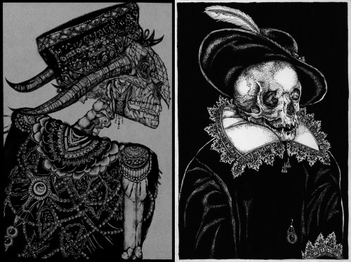 jashelena:   the result of this side by side skull portrait duo that Bryan Natvres Mortes Illvstration and I have created. 