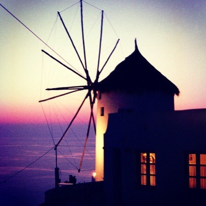 Windmill On Ia (Ee-ah), On The Island Of Santorini (Thera), Greece.