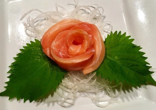 Chef Maeda&rsquo;s Salmon Sashimi rose. #rose #salmon #sake #sashimi #japanesefood #fish #toronto #c