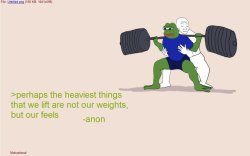 deadlifts-and-donuts:  deadlifts-and-donuts:  I gotchu moreweights  Sometimes you’re the feels spot. Sometimes you’re the sad frog and he’s telling you to keep your chest up.