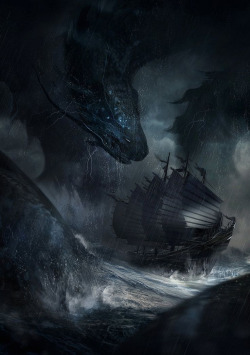 Fantasy-Art-Engine:  A Beast In The Storm By Juan Pablo Roldan 