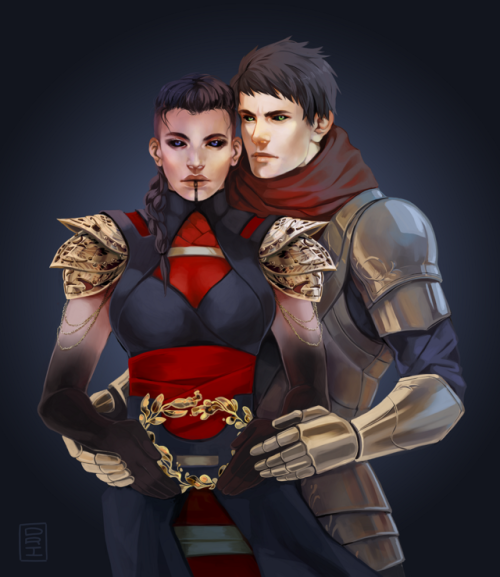 jawsandbones:I commissioned the most amazing @drisrt for a portrait of Anma and Faolan from my book 