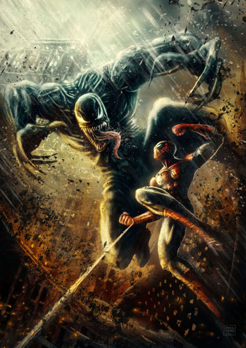 comics-station:                      Venom vs Spiderman Fan art by Patricio Clarey                    Follow The Best Comics Artwork Blog on Tumblr  