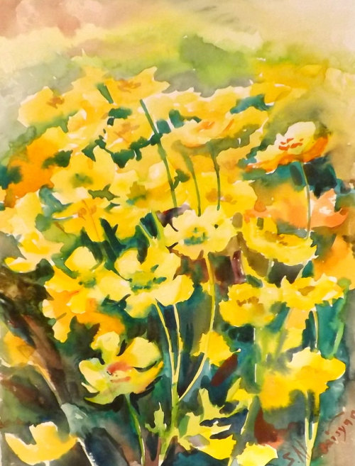 Buttercups, Original Watercolor Painting, 12 X 9 In, Wild Flowers, Field Flowers, Impressionism, Impressionist