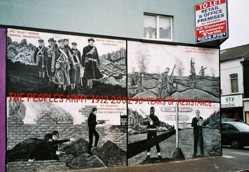 oglaighnaheireann: An old IRA mural taken on the Falls Road, Belfast back in 2002 This is a UVF mura
