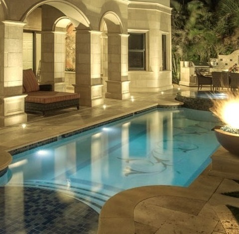 Fountain TampaSmall Mediterranean Backyard Stone And Rectangular Pool Fountain Design For A Pool Fountain