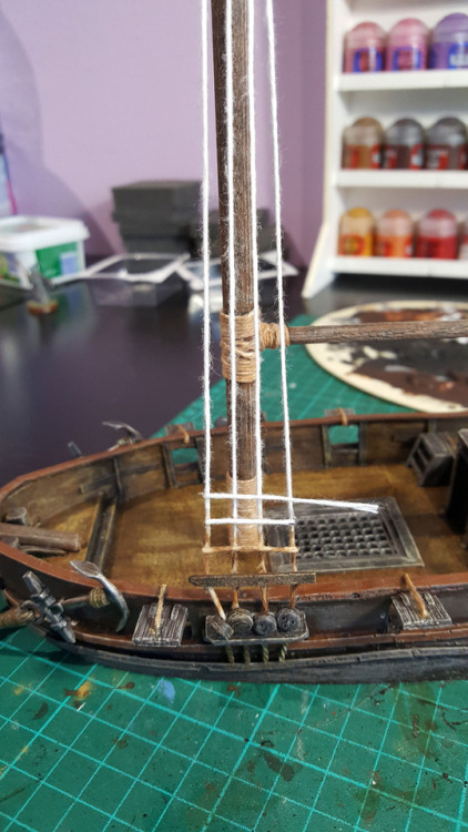 WIP : Sloop-of-War / The Sea FalconHello everyone !I painted the mast. I also created the shrouds. T