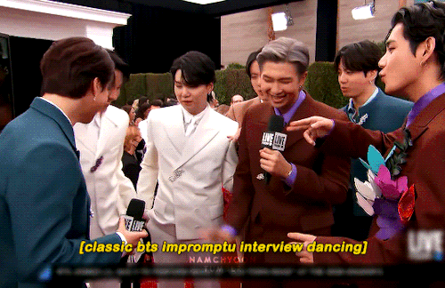 Every Bts Interview Has To Have: Randomly Doing Things In The Bg Jungkook, Dancing Hobi, Slytherin Jimin,