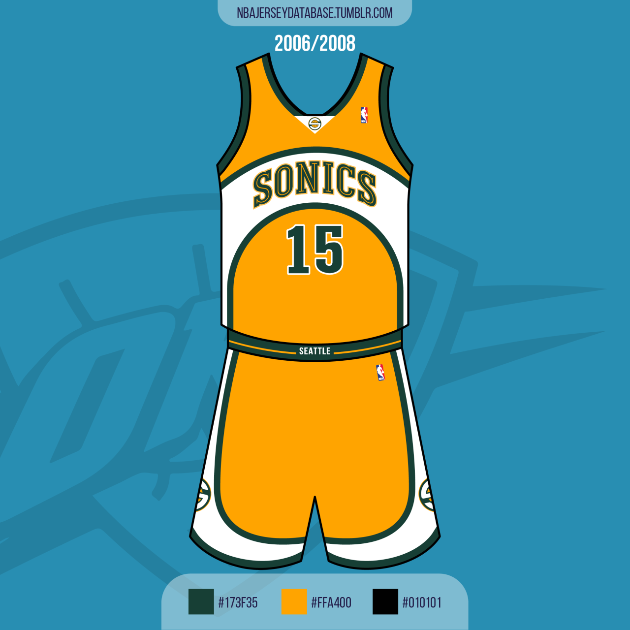NBA Jersey Database, Seattle SuperSonics Alternate Jersey 2006-2008