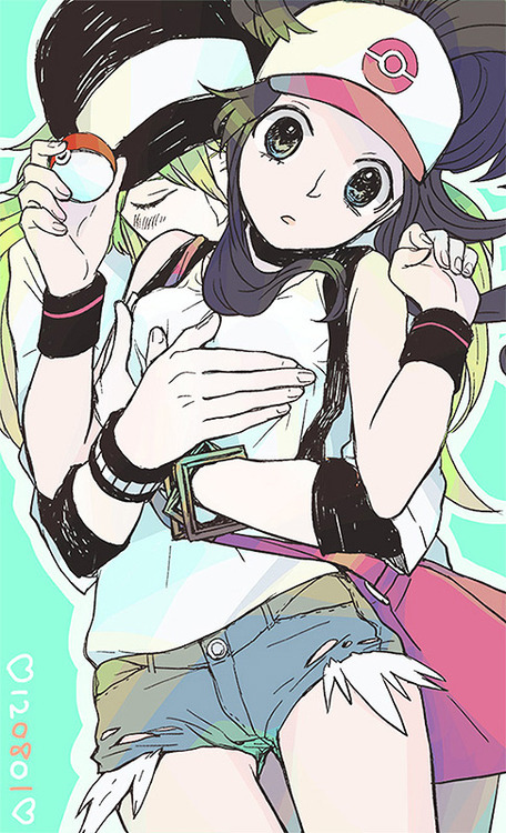 misssuperawkward: Here have some Ferriswheelshipping. Source: www.pixiv.net/member_illus