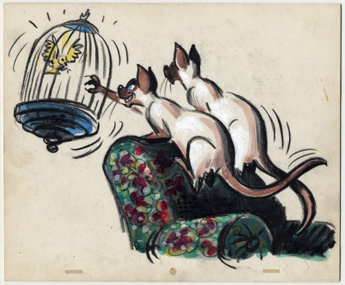 the-disney-elite: Joe Rinaldi’s Lady and the Trampstoryboards featuring the Siamese Cats. 