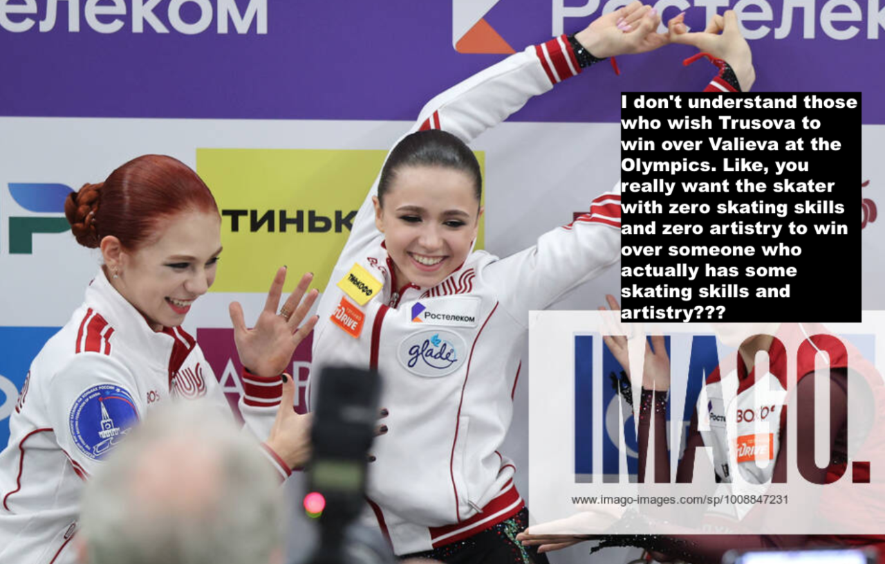 “I dont understand those who wish Trusova to win over Valieva at the Olympics. Like, you really want the skater with zero skating skills and zero artistry to win over someone who actually has some skating skills and artistry???”Confession submitted on 12/31/21 #figure skating #Womens Figure Skating  #figure skating fan opinions #skating skills#negative