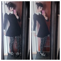 luvivane:  Wearing my birthday gift from my fiancé today. Feel like Wednesday Addams ❤️ #ootd #goth #gothgoth #nugoth #wednesdayaddams #addamsfamily #demoniasprite 