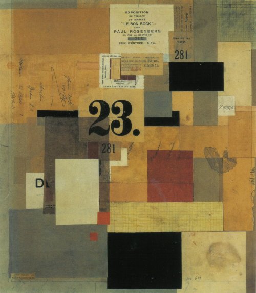transistoradio:Kurt Schwitters (1887-1948), Mz 601 (1923), paint and paper on cardboard, 15 x 17 inc