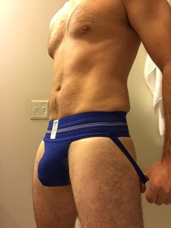 boyfriendunderwear: Blue Bike jockstrap