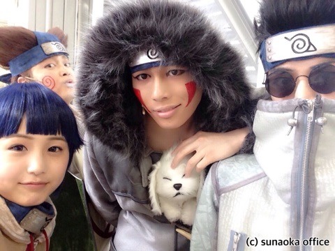 naruto-stage:  team 8 of naruto cast pt 4 iiyama yuta (kiba) takahashi saki (hinata)