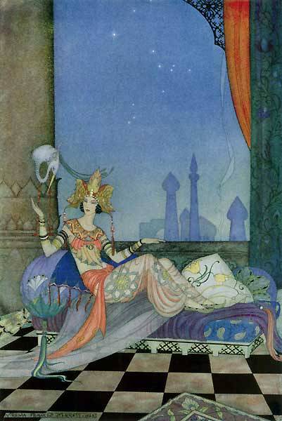 “Scheherazade Went on with Her Story” Illustration from Arabian Nights by Virginia Franc