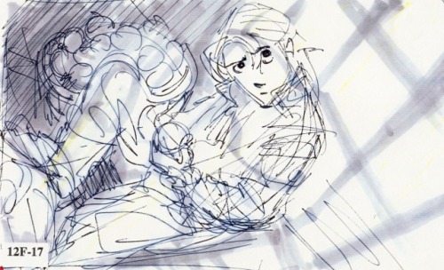 barryjohnson77:  One of the many rewarding things about working on Treasure Planet was being able to work with master animator, Glen Keane. Besides animating Silver, Glen did some storyboard work on the film. Here’s  a couple of his story sketches.