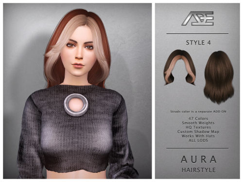 NEW HAIRSTYLES FOR SIMS 4 AT THE SIMS RESOURCE!!!Hairstyles: Aura Hairstyle (Style 1) Aura Hairstyle