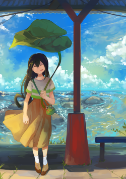 hanromi:  Tsuyu visiting the sea ☀   