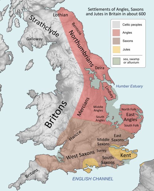 Map of the general outlines of some of the British kingdoms about 600 AD