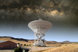 thedemon-hauntedworld:  Calling Anyone by Larry Landolfi A giant parabolic radio dish antenna in Ft. Davis, Texas, belonging to the National Radio Astronomy Observatory (NRAO), looking into the summer Milky Way in this composite photo.