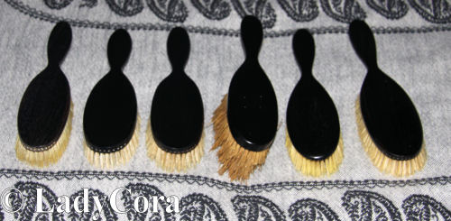 Cora’s collection of just Ebony Hairbrushes.From our blog, ‘SpankedbymyLady’.