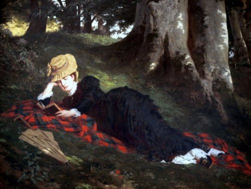 Reading Woman in the Forest (1875). Gyula Benczúr (Hungarian, 1844-1920). Oil on canvas. Magy