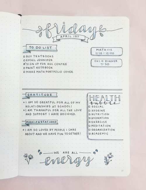 chic-studies: My daily bullet journal layout for today!