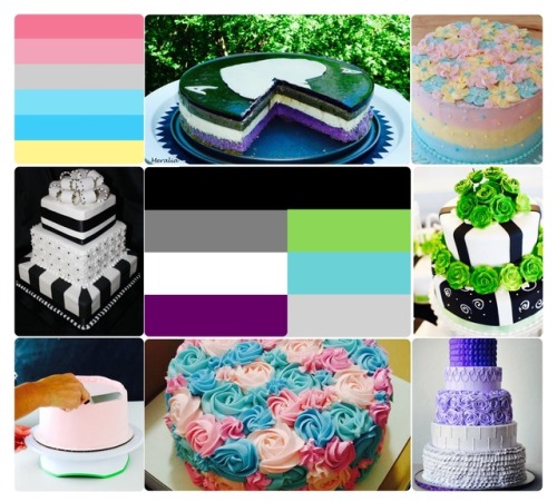 lgbtquiap-moodboards: Genderflux asexual quoiromantic moodboard with cakes and icing for @dont-talk-