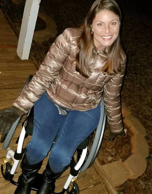 Beautiful paraplegic women with boots on.