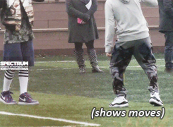 kyungso:  dancing machine baekhyun showing his moves to jongin 