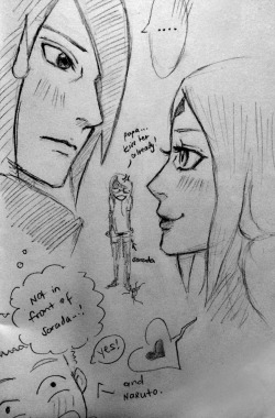 kunoichi-doll:  Sasuke is too shy, so Sakura did it. Eheheehe. :“&gt; Sketchy, buttttttt I had tooooo. 