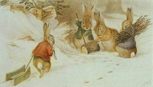 pagewoman: Bunnies in the snow by Beatrix Potter