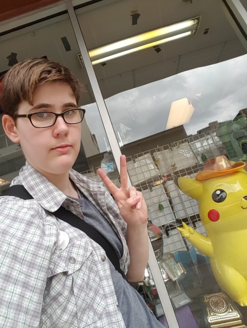 Today in Savannah feat. Edward of Woodstock*, me, and Pikachu. *It looks like his effigy but isn&rsq