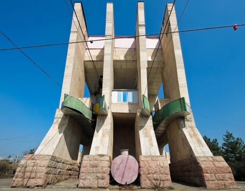 socialistmodernism:Cable Car Station, Dushanbe, Tajikistan, built in 80-s.