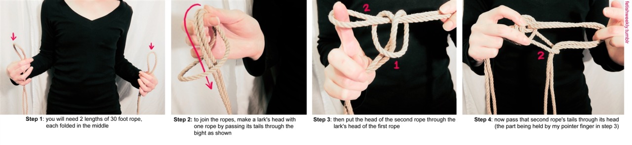 fetishweekly:  Shibari Tutorial: Simple WeaveWe also have an Elaborate Weave version♥