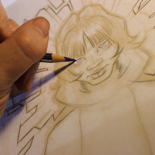  Part 2 of my New Mutants / Karma portrait: tracing my sketch onto Bristol paper with Prismacolor pe