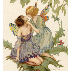 thefaeryhost: Erich Schütz  __  Two Butterfly Fairies Kissing on a Holly Branch