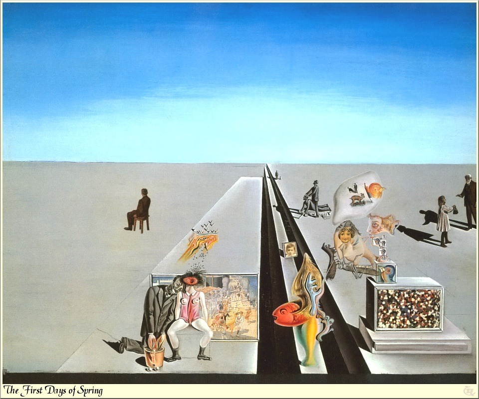 surrealism-love:  The First Days of Spring via Salvador Dali 65x50.2 cmcollage, oil,