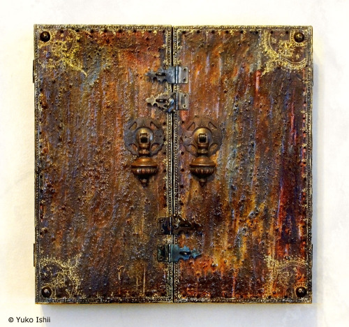  healing owlmixed media assemblage on wood panel© Yuko Ishiithis piece is available at ArtXchange ga