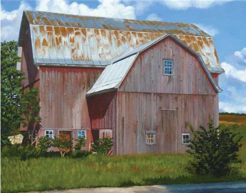 Festival of Art Flash Sale Aug. 23-25Featuring Michigan Barn #6 acrylic on canvas, 14″ x 18″Original