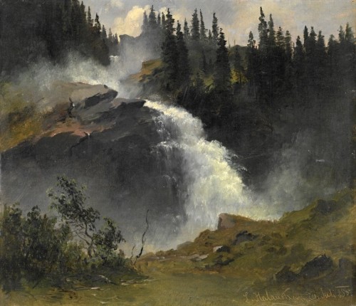 The lower Krimmler waterfall, 1855 by Ludwig Halauska (Austrian, 1827–1882)