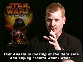 vaderkin:Q: To me one of the most compelling parts of your novel is Anakin’s fall and how you descri