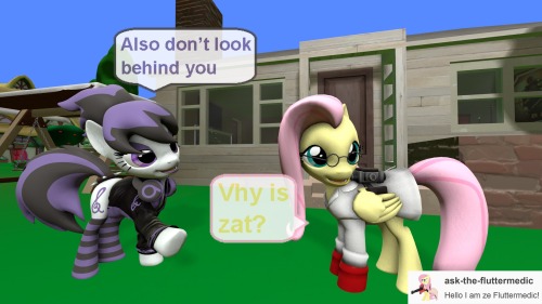 ask-the-out-buck-pony:    Asked and followed by ask-the-fluttermedic   X3 Oh dear…