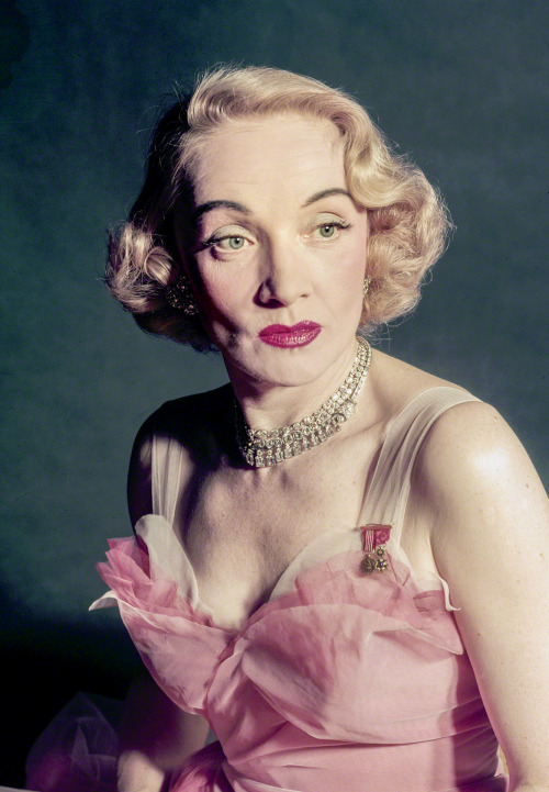 Marlene Dietrich makes her stage debut in Chicago. Color transparency by Phillip Harrington for Look