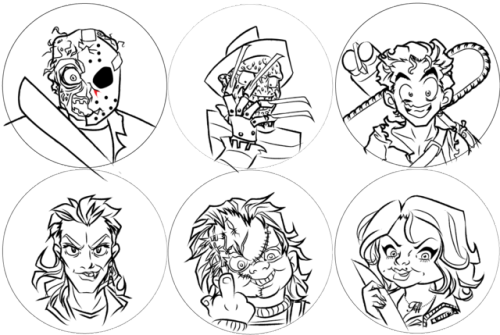 WIP of horror icon buttons! I hope people like these! I’ve been so busy with work and con stuf